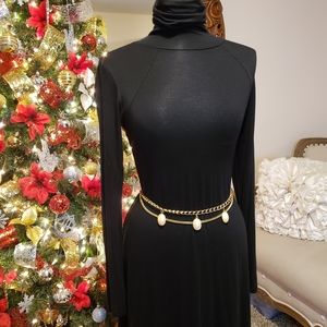 Gold Faux Pearl Chain Belt